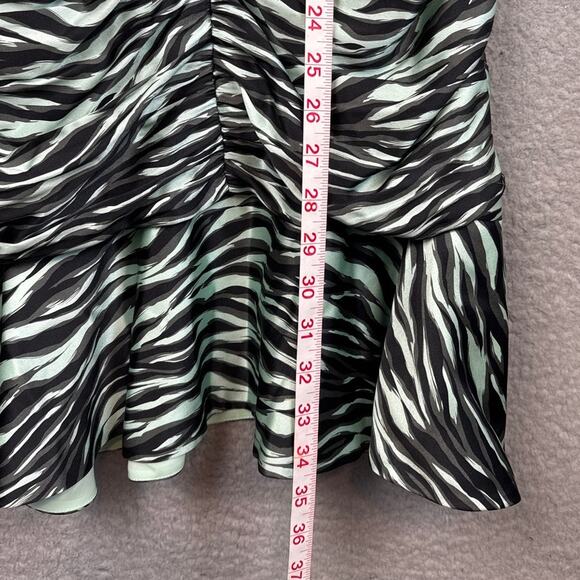 Jonathan Simkhai Ruched Zebra-Print Stretch-Silk Satin Mini Dress Size 0 NWT - Picture 7 of 12